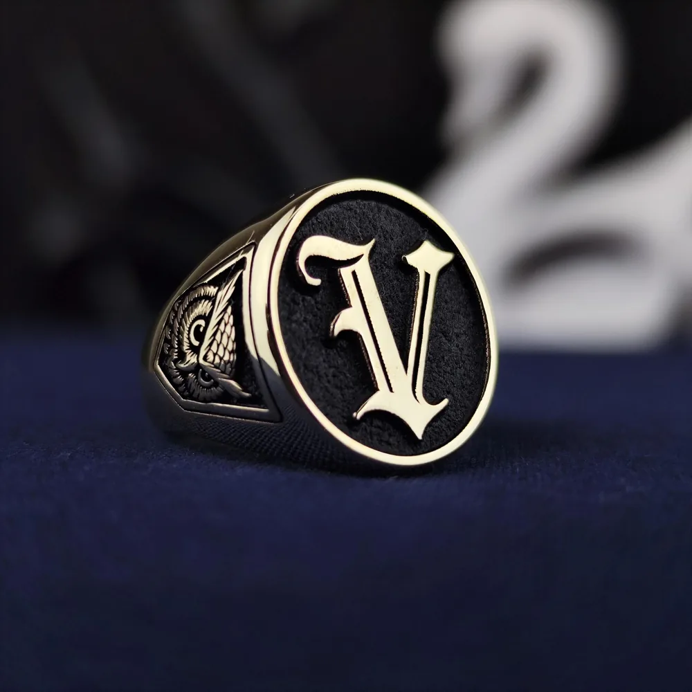 Gothic Initial Signet Ring