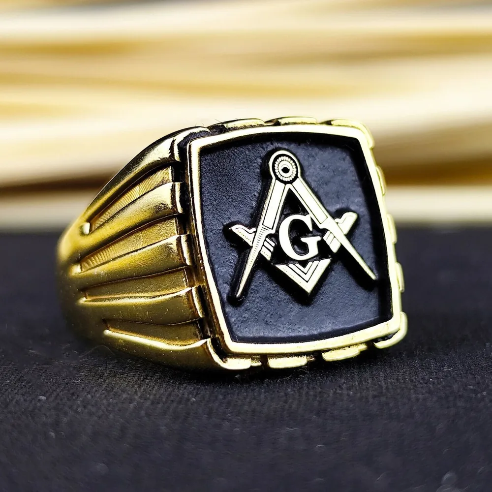 Freemason Signet Ring: Custom Square & Compass, Gold or Silver