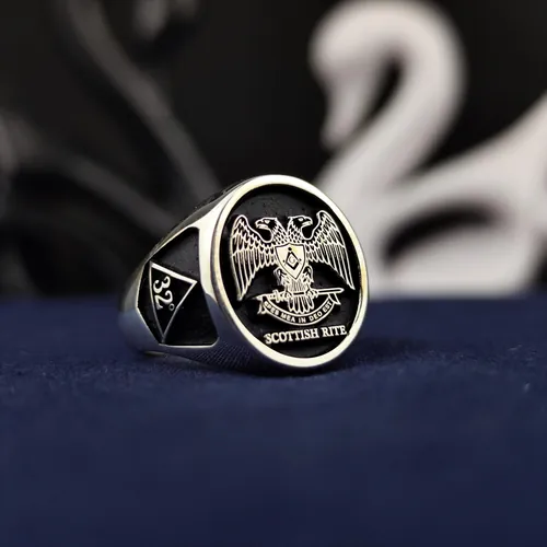 Scottish Rite Masonic Ring: Double Headed Eagle, 925 Sterling Silver Brotherhood Jewelry