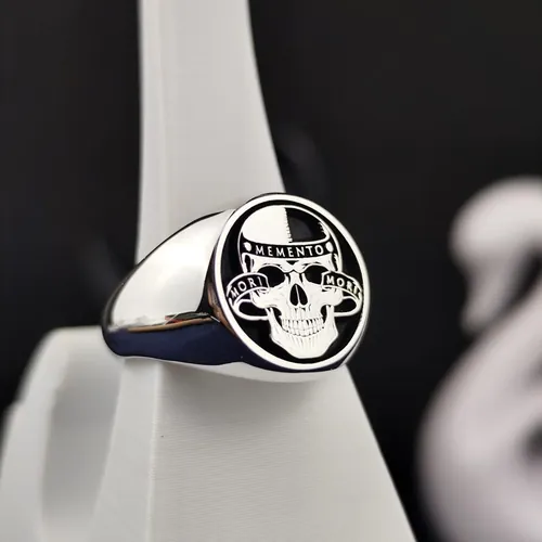 Personalized Memento Mori Skull Ring: Amor Fati Philosophy Jewelry