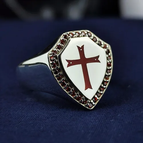 925 Sterling Silver Christian Shield Ring, Faith Signet Jewelry