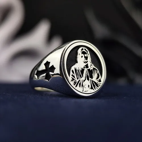 Sterling Silver Jesus Ring: Christian Signet Jewelry