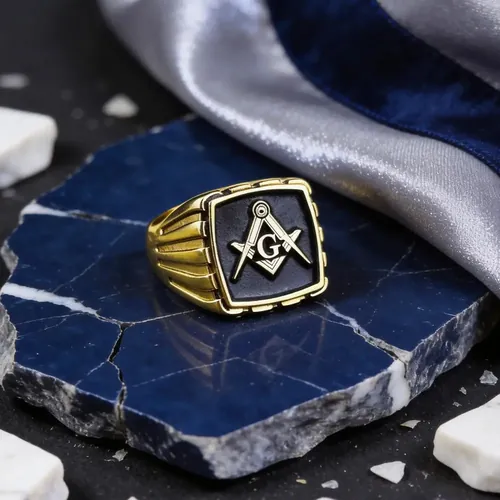 Men’s Masonic Ring with Engraved Freemason Emblem