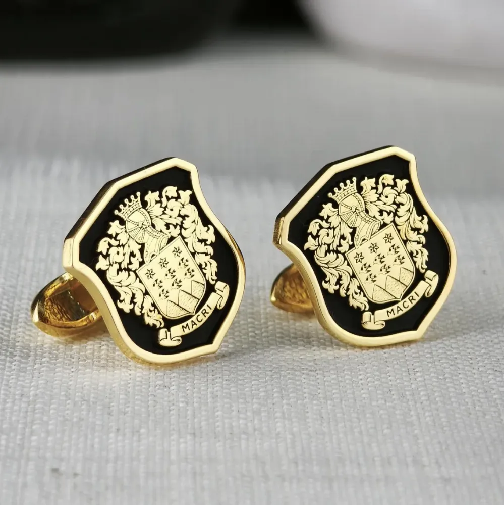 Custom Shield Family Crest Cufflinks