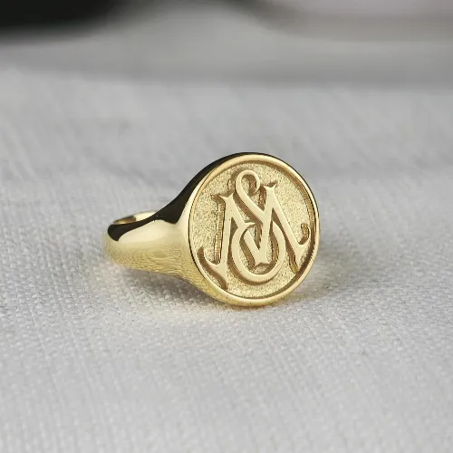 Raised Two-Initial Monogram Signet Ring